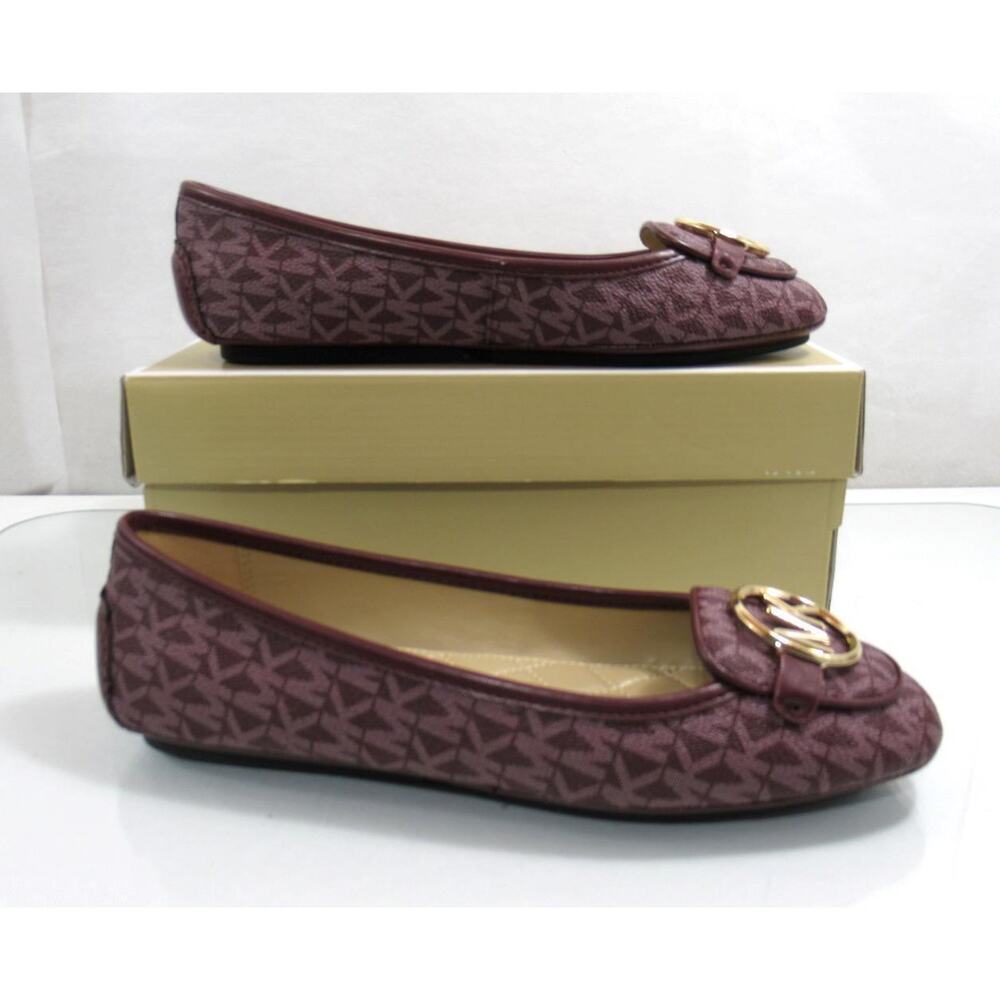 Michael Kors Lillie Moccasin Flat Shoes MK Signature Merlot Burgundy  Size 7.5 - Picture 3 of 9